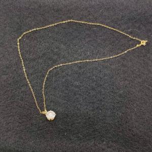 Photo of Gold Tone Chain Necklace with CZ pendant