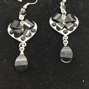 Photo of Black gems heart earrings