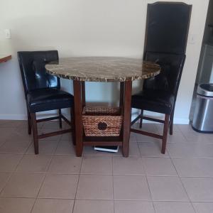 Photo of COUNTER HEIGHT MARBLE STYLE DINING TABLE WITH 2 CHAIRS