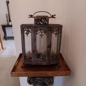 Photo of RUSTIC METAL W/GLASS WINDOWS DISPLAY BOX AND A SERVING TRAY