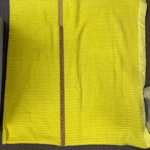 Photo of Bright Yellow Blanket vintage waffle pattered knit material 70's