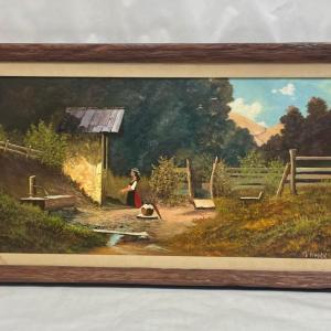 Photo of Oil on Canvas Farm Life Painting Landscape Framed Large