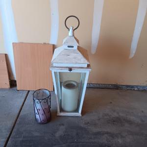 Photo of LARGE CANDLE LANTERN AND A CANDLE HOLDER