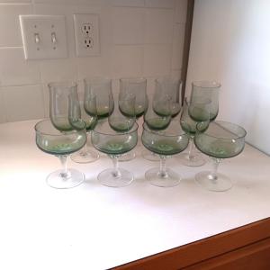 Photo of CRYSTAL STEMMED GLASSES WITH A HINT OF GREEN