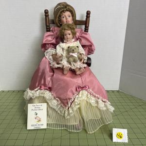 Photo of Rare Storytime Porcelain Doll Set By Lia Dileo Mother Daughter & Rocker - Gorham