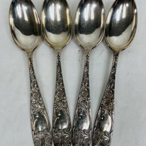 Photo of 4 Big Silverplate Serving Spoons Gorham