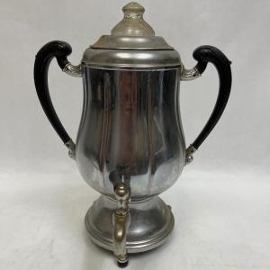 Photo of coffee urn coffee maker silver plated double handled