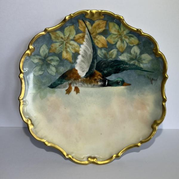 Photo of Antique French Limoges Porcelain 10" Duck Plate in VG Preowned Condition.