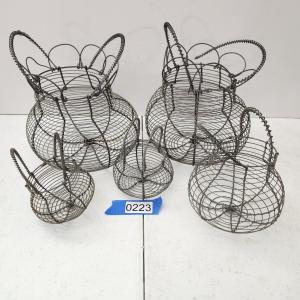 Photo of Lot of 5 Vintage Wire Egg Baskets 2 w Folding Tops
