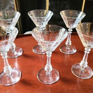 Photo of Lot #47 Set of 6 Vintage Crystal Cordial Glasses