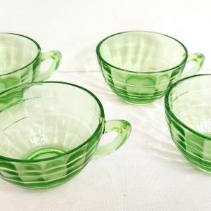 Photo of Lot #70 Lot of 4 Uranium Vaseline Glass Depression-era cups
