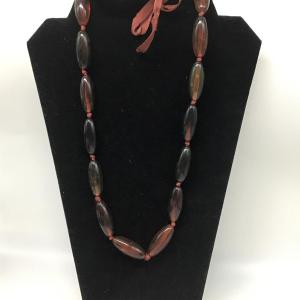 Photo of Vintage brown beaded tie necklace