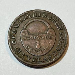 Photo of Scarce 1863 Cleveland Ohio. George Worthington Civil War Store Card Token as Pic