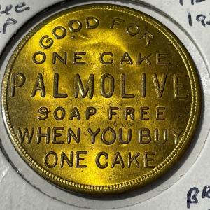 Photo of c1930s Palmolive-Peet One Cake Laundry Soap Token/Coin Made of Brass in Uncircul