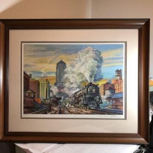 Photo of Theodore Xaras 1982 Signed Matted & Framed Eastbound CHICAGO/NYC Lithograph Fram