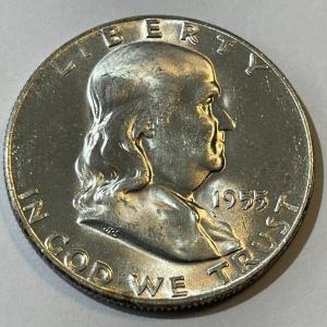 Photo of 1955 MS-63 Quality Franklin Silver Half Dollar as Pictured.