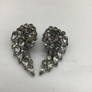 Photo of Large Vintage Rhinestone clip on Earrings