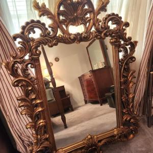 Photo of Lot #52 Large Vintage Decorative Wall Mirror (has a secret)