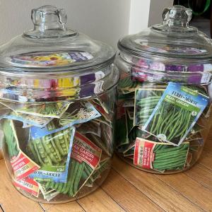 Photo of Pair of Large Glass Jars w/ Seed Packets