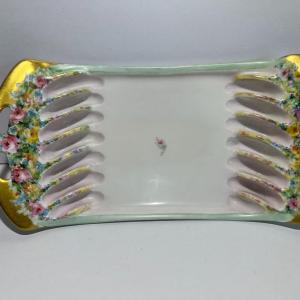 Photo of Antique Hand Signed Millen Von Kramer Porcelain Flower Specialty Dish 8-3/16" Lo