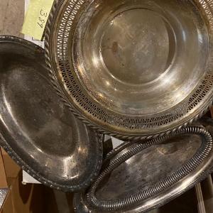 Photo of Lot of Three Vintage Silver-Plated Dishes