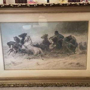 Photo of Noted Adolf Schreyer, German (1828-1899) Watercolor on Paper of Arabian Horse Sc