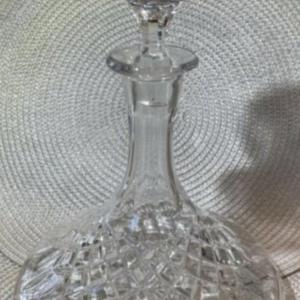 Photo of Vintage Mid-Century Leaded Glass Decanter 10.5" Tall with Matching Stopper in VG