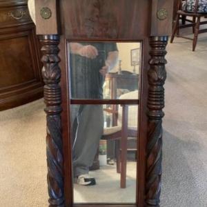 Photo of Large Victorian Era Hand Carved Wooden Mirror 38.5" Tall x 28" Wide 5" Deep Preo