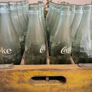 Photo of Vintage Coca Cola Wooden Crate 24 Bottle Carrier w/24 Pint Bottles as Pictured f