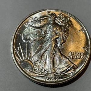 Photo of 1943-P UNCIRCULATED CONDITION WALKING LIBERTY HALF DOLLAR AS PICTURED.