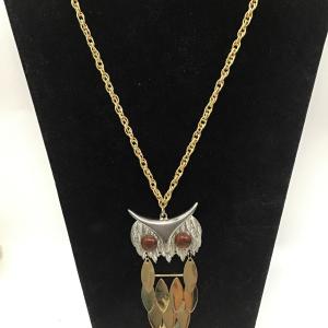 Photo of Vintage owl, necklace, gold, toned
