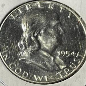 Photo of 1954-P PROOF-64/65 CONDITION FRANKLIN SILVER HALF DOLLAR AS PICTURED.