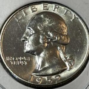 Photo of 1952-D CHOICE UNCIRCULATED CONDITION WASHINGTON SILVER QUARTER AS PICTURED.
