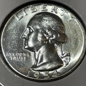 Photo of 1954-P CHOICE UNCIRCULATED CONDITION WASHINGTON SILVER QUARTER AS PICTURED.
