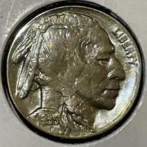Photo of 1935-S UNCIRCULATED/LIGHTLY TONED CONDITION BUFFALO NICKEL AS PICTURED.