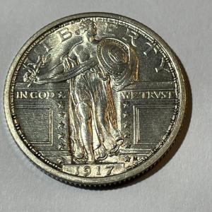 Photo of 1917-P TYPE-I MS63 QUALITY FULL HEAD STANDING LIBERTY SILVER QUARTER AS PICTURED