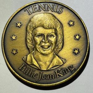 Photo of Vintage Billie Jean King Tennis Superstars Medal in Good Condition.