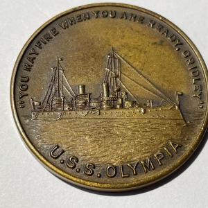 Photo of Commemorative 60th Anniversary Medal of the Battle of Manila Bay & USS 'Olympia'