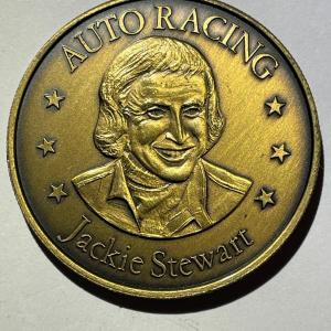 Photo of Vintage 1974 Bronze Coin Auto Racing Superstars Jackie Stewart Medal in Good Con
