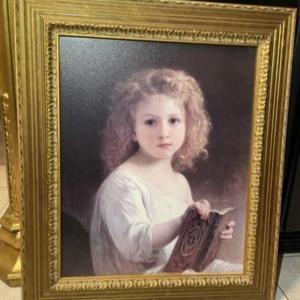 Photo of Vintage "The Storybook" Oil Painting Print on Canvas by Bouguereau Frame Size 25