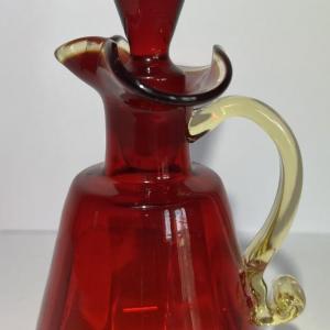 Photo of Antique/Vintage Hand-Blown Art Glass Vinegar Jar 6-3/4" Tall w/Stopper as Pictur