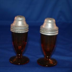 Photo of Vintage Amber Salt and Pepper Shaker Set