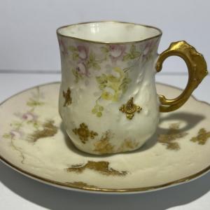Photo of Antique Limoges France Depose Demitasse Cup & Saucer 2.25" x 4' in Good Preowned