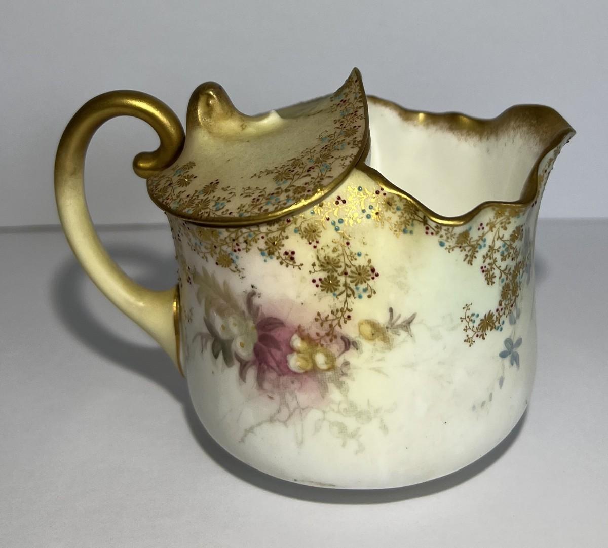 Photo 1 of Antique Doulton Burslem England Sugar & Creamer Cup 3-1/4" in Good Preowned Cond