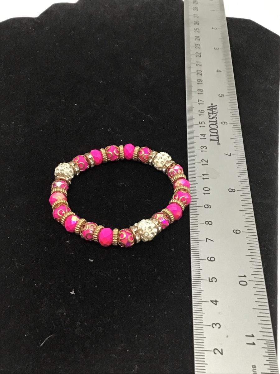 Photo 2 of Hot pink beaded bracelet