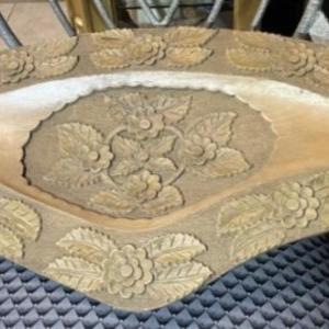 Photo of Vintage Mid-Century Carved Wooden Flower Table Decor 12.5" x 27" in Good Preowne