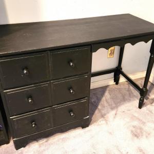 Photo of Lot #85 Contemporary Country style Knee Hole desk with drawers - painted