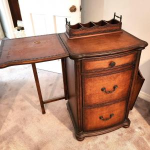 Photo of Lot #89 Contemporary Gateleg Desk/Filing Cabinet - 3 drawers - Antique look
