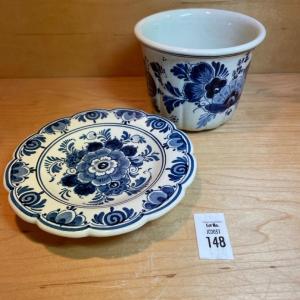 Photo of Delft blue and white cup and plate