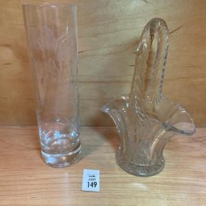 Photo of Etched glass bud vase and basket
